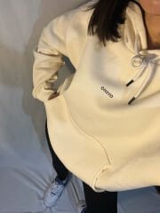 Orijinal Marka Krem Kapüşonlu Sweatshirt