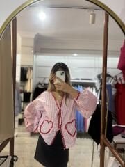 Pembe Pötikare Kumaş Önü Bağlamalı Kalp Detaylı Orj Marka Gömlek