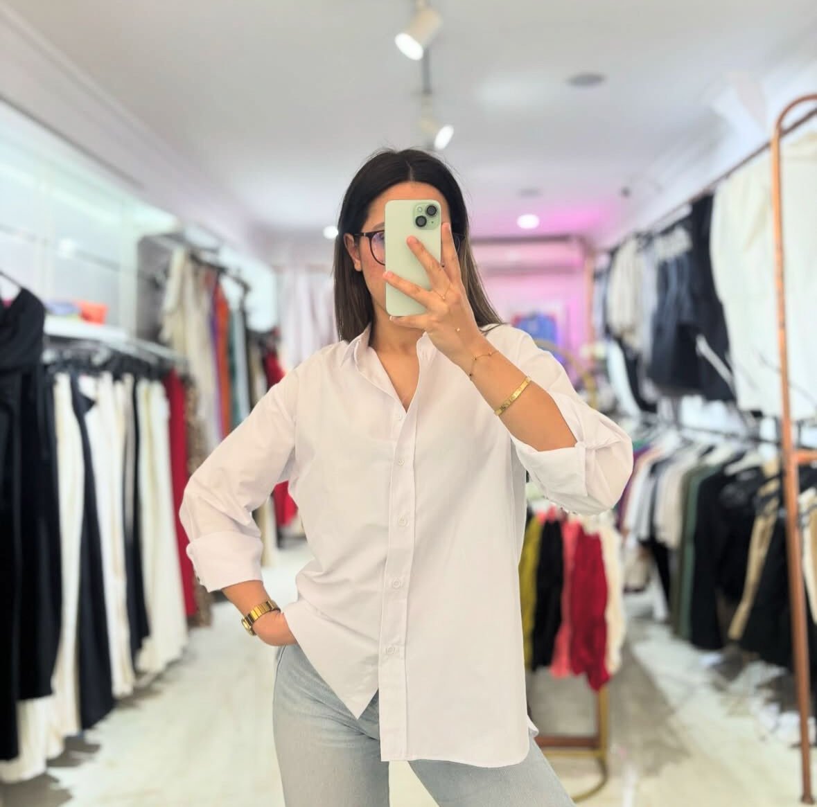 Beyaz Poplin Kumaş Gömlek