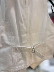 Beyaz Arka Kemer Detaylı Jean Yelek