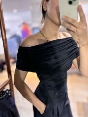 Siyah Madonna Yaka Bluz