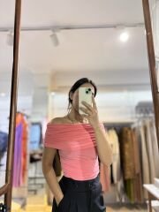 Pembe Madonna Yaka Bluz