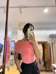 Pembe Madonna Yaka Bluz