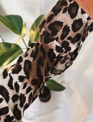 İpek & Saten Karışımlı Leopar Desen Gömlek