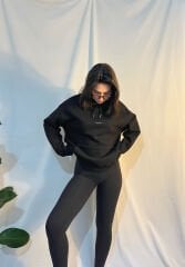 Orijinal Marka Siyah Kapüşonlu Sweatshirt