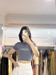 Füme Kısa Kollu Crop