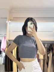Füme Kısa Kollu Crop