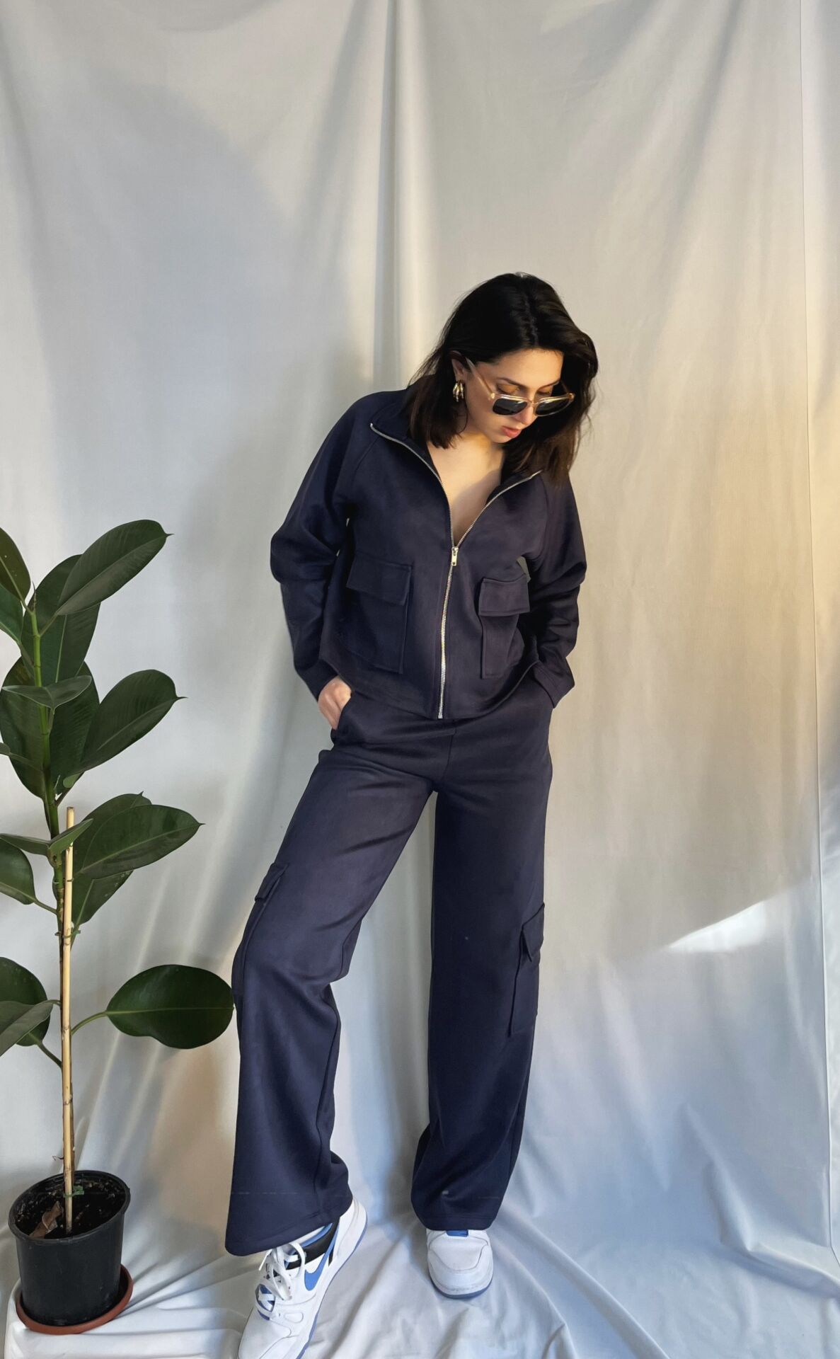 Süet Kumaş Lacivert Ceket & Pantolon Takım