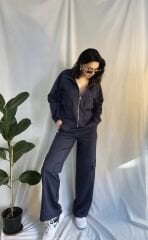 Süet Kumaş Lacivert Ceket & Pantolon Takım