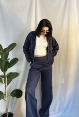 Süet Kumaş Lacivert Ceket & Pantolon Takım