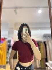 Bordo Kısa Kollu Crop