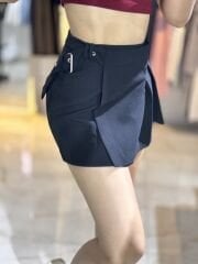 Kemer Detaylı Orta Bel Etek Siyah