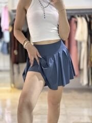 Antrasit Pileli Spor Şort Etek
