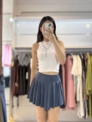 Antrasit Pileli Spor Şort Etek