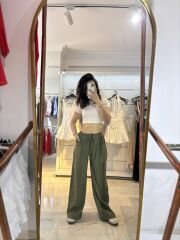 Massi Modal Kumaş Bağcıklı Pantolon Haki