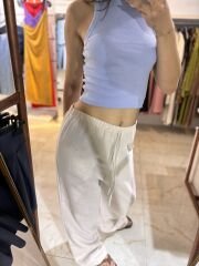 Keten Pantolon Krem