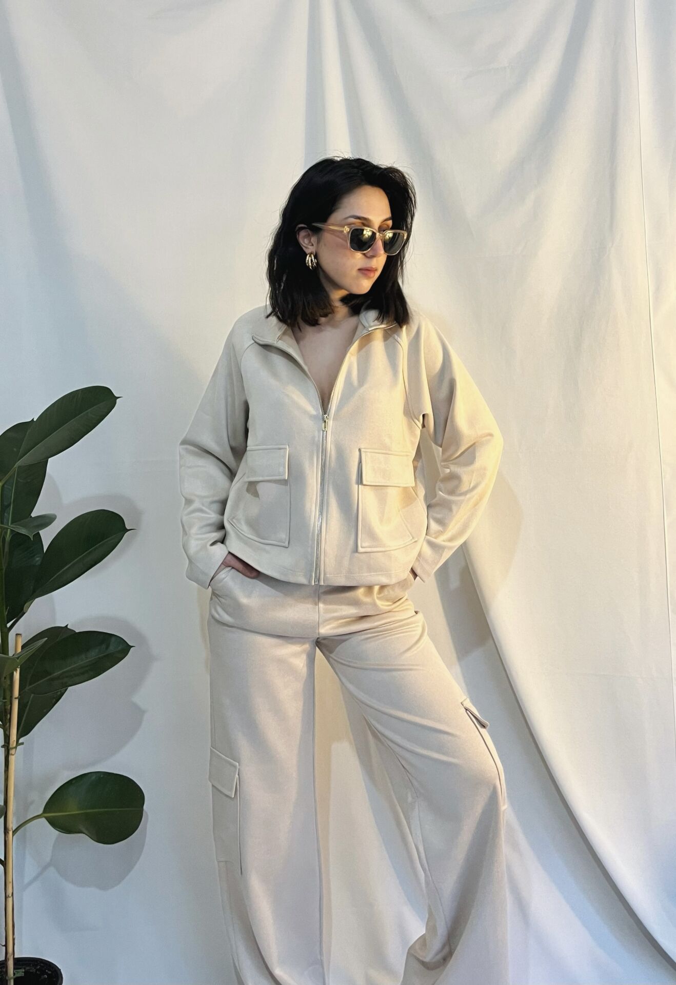 Süet Kumaş Taş Ceket & Pantolon Takım