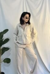 Süet Kumaş Taş Ceket & Pantolon Takım