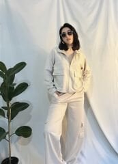 Süet Kumaş Taş Ceket & Pantolon Takım